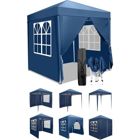 Faltpavillon 2x2m Pop-Up wasserdicht UV-Schutz 50+ mit 4 Seitenteilen blau (1/5)