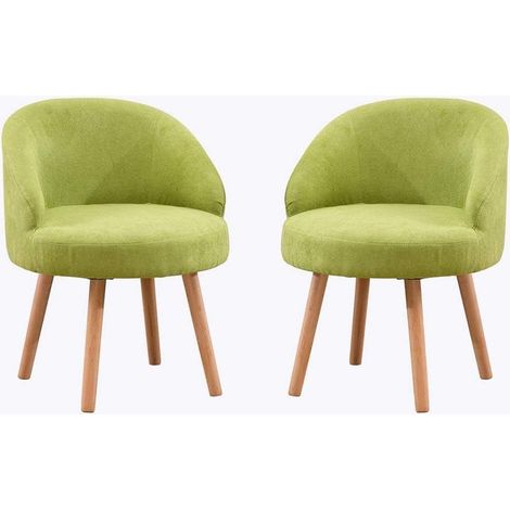 Tub Chairs Set of 2, Linen Fabric Armchair for Living Room, Lounge Sofa Chair Occasional Chair for Reception Bedroom (Green) (1/5)