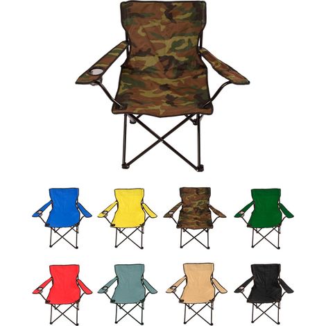 IBEROGARDEN Silla de Exterior Plegable con Reposabrazos y Portavasos Color Militar Medida 80x80x50 cm Comodidad en tus Aventuras