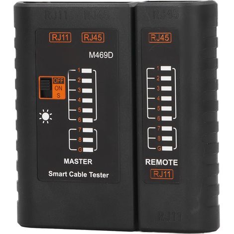 Netzwerkkabeltester mit LED-LED, ABS-Gehäuse, präzise Erkennung, tragbarer LAN-Kabeltester, schwarz, RJ45/RJ11 (1/5)