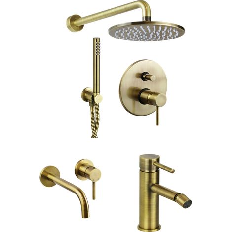 Mitigeur de salle de bain complet en couleur bronze antique bronze antique Pollini Jessy KITJES3 (1/5)
