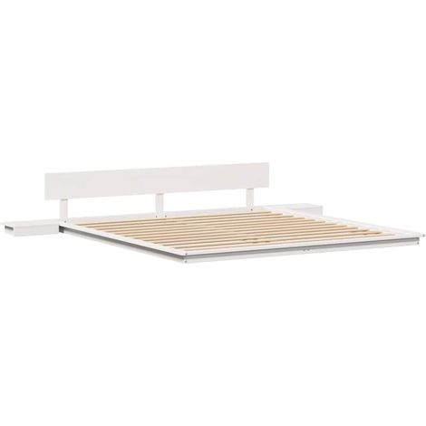 Lit double,Lit adulte,Cadre de lit Blanc 200 x 200 cm bois CFW7240760 (1/5)