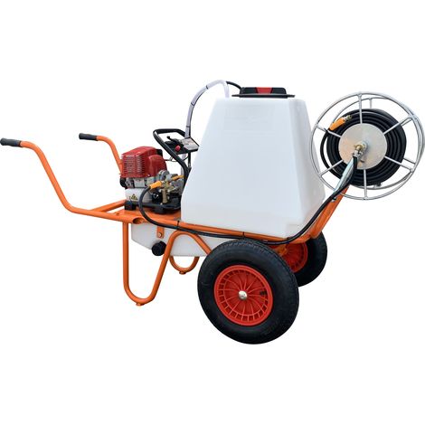 Moteur à essence 2 temps et capacité de 100 litres, avec 2 roues et un moulinet - Bricoferr (1/2)