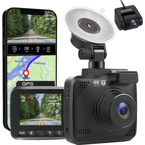 Caméra embarquée 4K Rove R2-4k, Wi-Fi intégré, GPS, angle large 150°, vision nocturne, écran LCD 2,4 pouces, dashcam voiture (1/5)