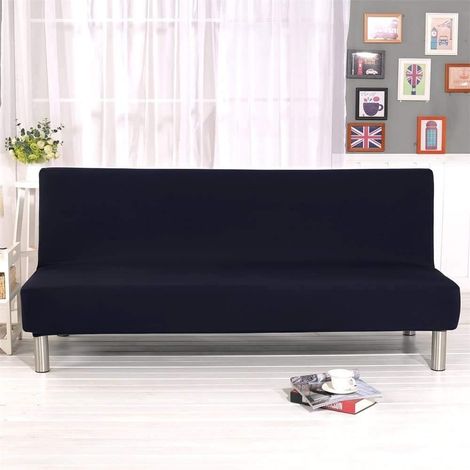 Armless sofa cover, 3-seater sofa cover, elastic protective cover for folding sofa, stretchable, polyester spandex, armless protective cover (black) (1/5)