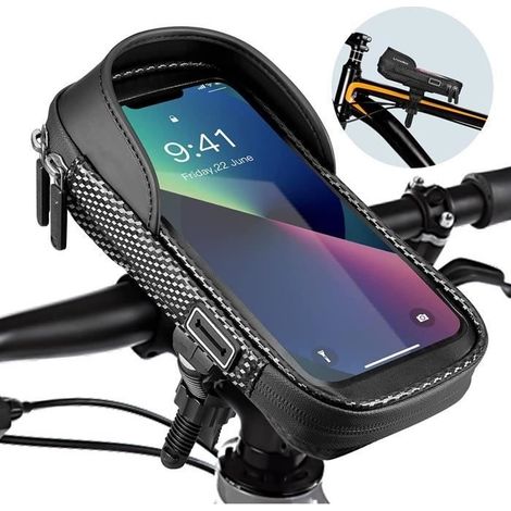 Sacoche de Cadre Vélo, Support de Téléphone Vélo Tactile Étanche pour Smartphone sous 7.0 Pouces (1/4)