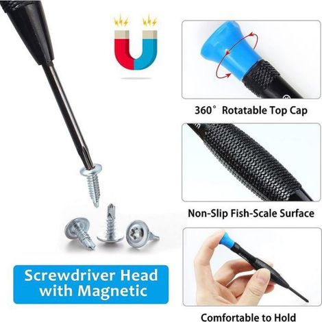 Memkey – Jeu de 18 tournevis Torx mini magnétique – T2 à T10 – Acier allié chrome-vanadium – Poignée antidérapante pour précision (1/5)