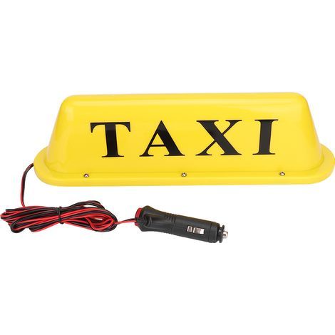 Enseigne lumineuse LED 12V pour toit de taxi, lampe magnétique super brillante avec allume-cigare, boîtier jaune (1/5)