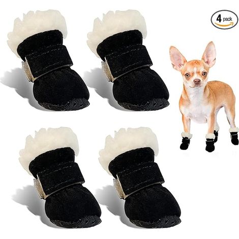 Bottes pour Chien, 4pcs Chaussures pour Chien Antidérapantes, Bottes pour Chien de Protection, Adaptées Aux Chiens de Petite et Moyenne Taille pour Les Activités de Plein Air en Hiver, Lavables (S)