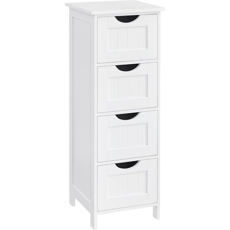 Mobiletto da Bagno Salvaspazio con 4 Cassetti in Legno Bianco (1/5)