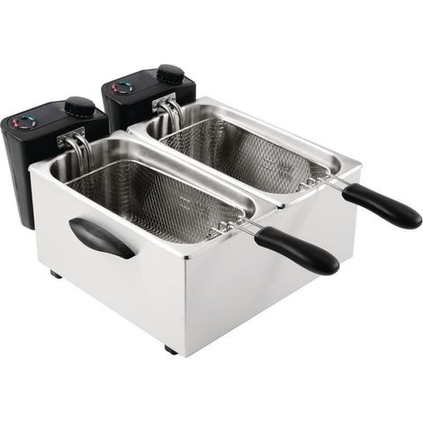 Friteuse professionnelle à poser double - 2 x 3,5 Litres - peu intensive - Caterlite
