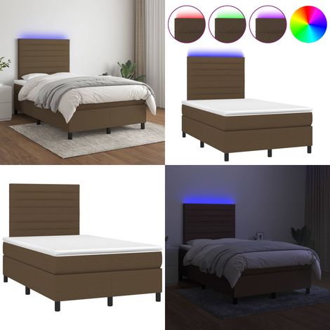 Boxspringbett mit Matratze & LED Dunkelbraun 120x200 cm Stoff - Boxspringbett - Doppelbett - Lattenrost - Bettsofa - Schlafsystem - Home & Living (1/5)