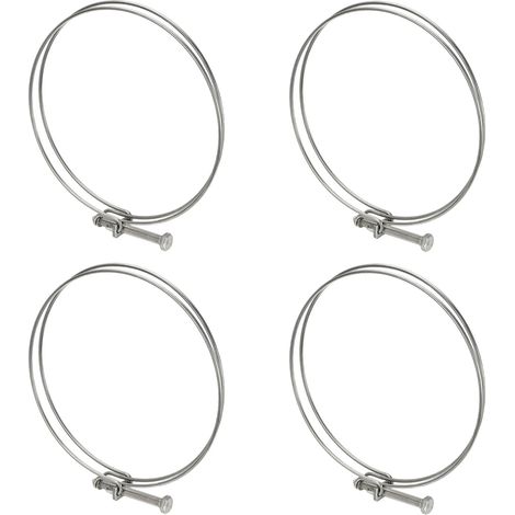 4 Pcs Double Wire Hose Clips 160-170 mm Argent (1/5)