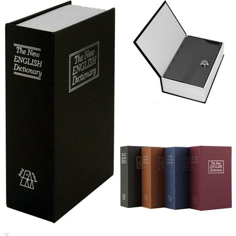 WERTSACHENBOX,BUCH,MÜNZHALTER,SCHLÜSSEL,METALL114X80X45MM