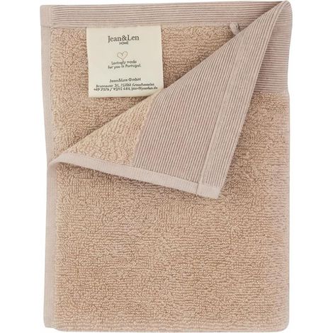 Serviette pour invités en coton biologique 100%, couleur beige, avec crochet, certifiée OEKO-TEX et GOTS, étiquette de la marque en cuir vegan, serviettes pour invités 30 x 50 cm (1/5)