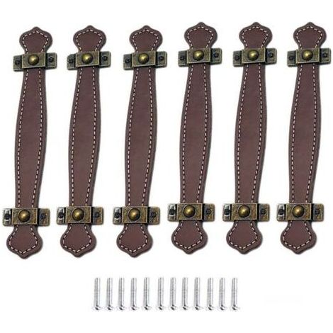 pièces poignées de tiroir en Cuir Vintage poignées de Valise Pratiques poignées de Traction en Cuir pour tiroir Porte d'armoire Marron Clair (1/5)