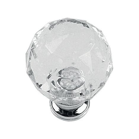 Bouton à facettes de diamètre 28 mm acrilyque transparent/chromé CADAP 00610/4S