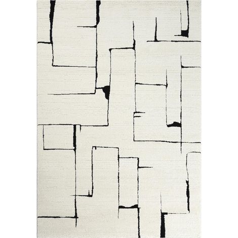 Tapis salon LYN9 BRINKI 80x300 cm Noir - Tapis Couloir doux et soyeux (1/5)