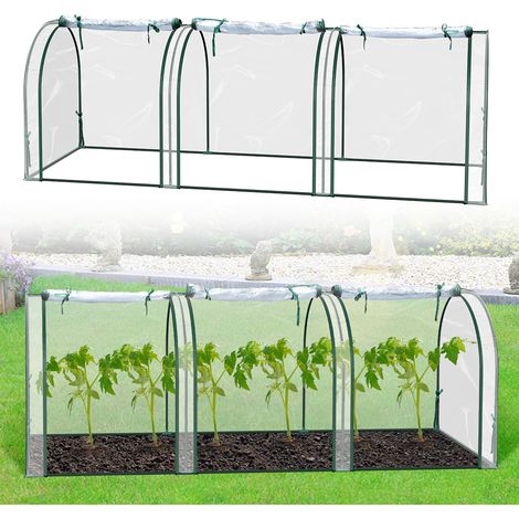 TolleTour Mini Gewächshaus 270 x 90 x 90cm Foliengewächshaus für draußen Treibhaus Weiß