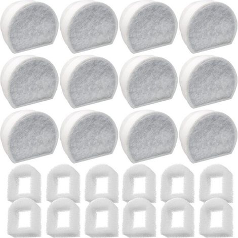 Lot de 24 préfiltre en mousse et filtre à carbone – Compatible fontaines PetSafe Drinkwell INOX 360, Avalon, Pagoda, Seascape, Sedona – Filtration efficace (1/5)