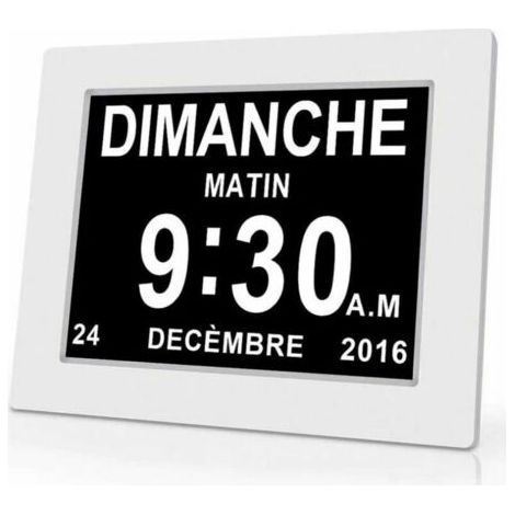 Horloge calendrier numérique One Piece 7 pouces avec date et heure. horloge Alzheimer pour parents. rappel de médicaments pour grands-parents et enfants - Blanc - 20.414.32.4cm (1/4)
