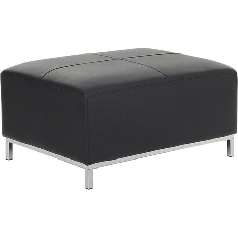 Pouf poggiapiedi ottomano in pelle color nero Oslo