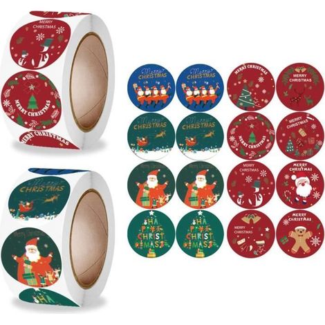 Autocollants de Noël - Non spécifié - 1000 pcs - Multicolore - 2,5 cm - Décoration de fête (1/4)
