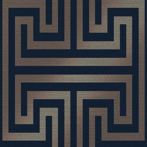 Next METALLIC GREEK KEY Blau Vliestapete 10mx52cm