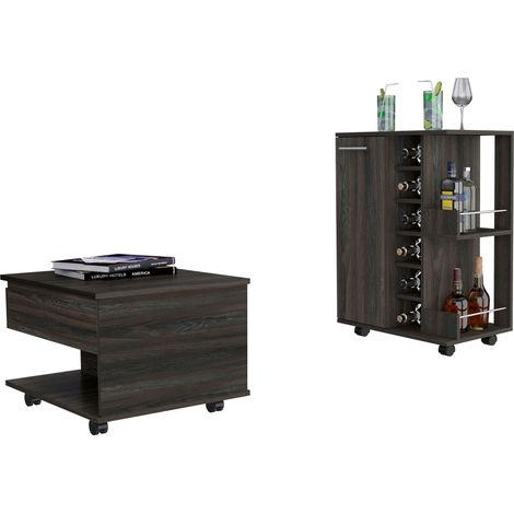 Ensemble Inwood de Salon, Chariot de bar + Table basse relevable (1/4)