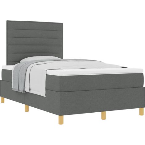 Box Spring Bed with Mattress Dark Grey 120 x 190 cm Fabric vidaXL (1/5)