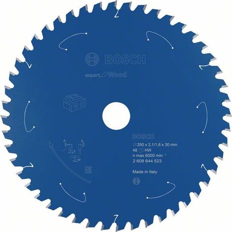 Bosch Kreissägeblatt für Akkusägen Expert for Wood, 254 x 2,1/1,6 x 30, 48 Zähne - 2608644686 (1/5)