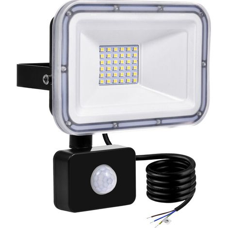 30W/noir, détection 6500K, lumière blanche froide, capteur LED extérieur étanche pour cour de jardin (1/5)