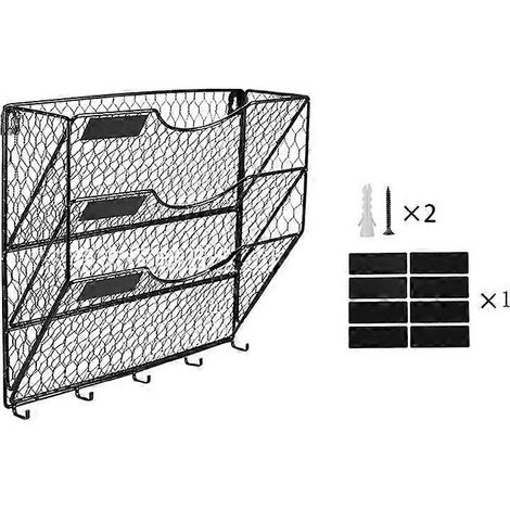 Organiseur de dossiers suspendu à 3 niveaux en métal grillagé avec crochets (1/5)