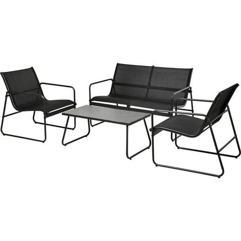 Progarden CONJUNTO DE MUEBLES Set mobiliario de jardín negro metal