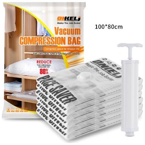 Large, heavy-duty vacuum compression bag for clothes and blankets, transparent storage bag, user manual, airless travel bag - AquaForge (1/3)