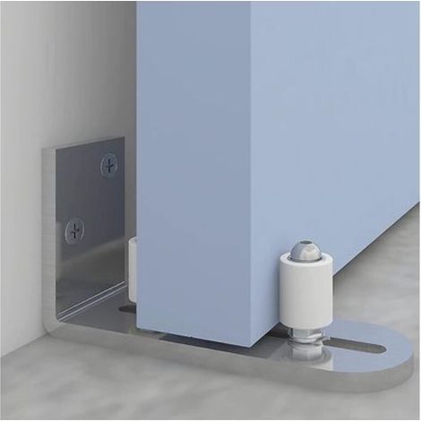 Guide de Plancher Réglable pour Porte Coulissante en Bois avec Rail en Acier Inoxydable (1/4)