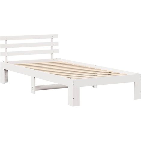 Lit simple，Lit adulte，Cadre de lit Blanc 90 x 190 cm Bois de pin massif CFW2121113 (1/5)