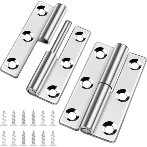 Lot de 2 petites charnières amovibles en acier inoxydable 304 de 6,3 cm - Charnières de porte amovibles et pliables pour droitier (1/5)