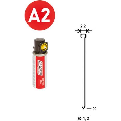 2 000 Pointes Brads Inox en Bande (Pack) - 1.2/2.2x35 mm + 2 Cartouches de Gaz Jaune - D-Work (1/5)