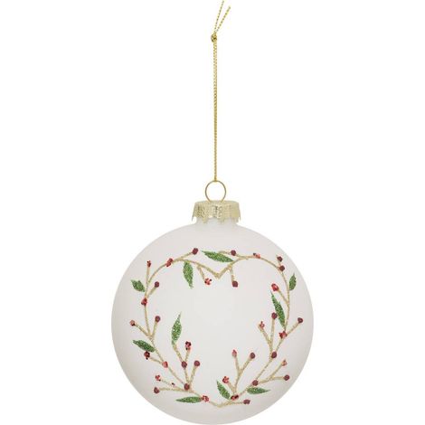 Palla di vetro cuore verde d.10cm bianco - Atmosphera créateur d'intérieur