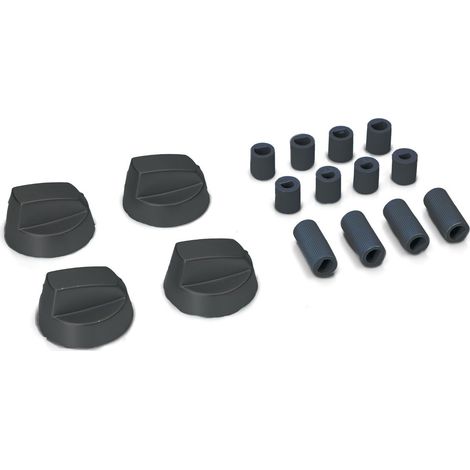 Kit 4x manopole universale nere forno piano cottura cucina inserti mezzaluna (1/2)