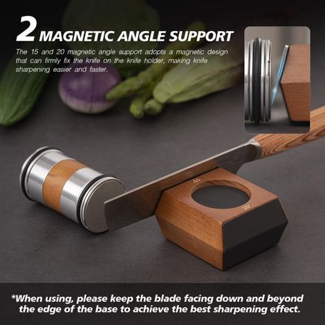 Aiguiseur de couteaux à double angle 15° et 20° – Disques en diamant #400 et #1000 – Base magnétique pour affûtage précis (1/4)
