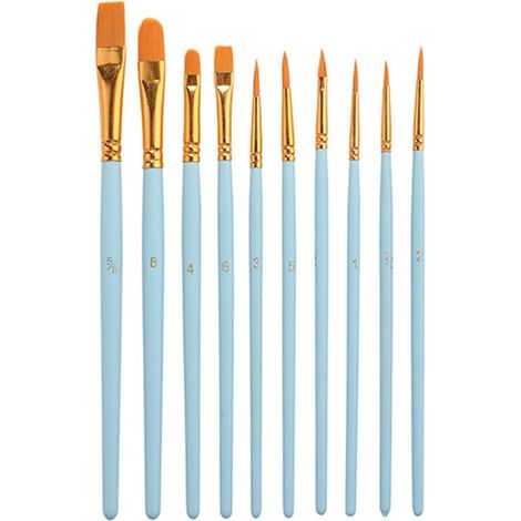 10 Pièces Pinceaux Peinture,Pinceaux Peinture Acrylique,Nylon Pinceau Artiste Plume Lisse,Pinceaux de Peinture à l'huile,pour Peinture Acrylique, Peinture à l'huile, Aquarelle et Gouache (Blue) (1/5)