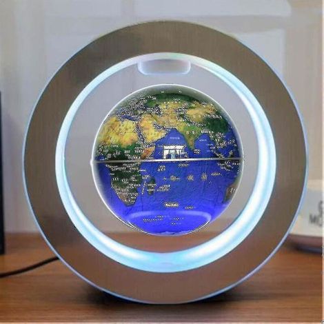 Globe terrestre rond à LED flottant, lévitation magnétique, lumière anti-gravité, multicolore - Prise UE - BLEU (1/5)