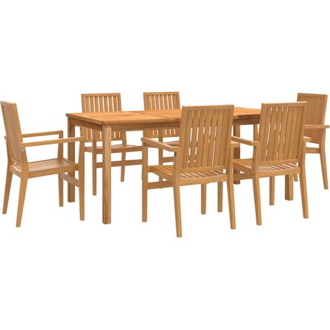 Maison Exclusive - 7-tlg. Garten-Essgruppe Massivholz Teak