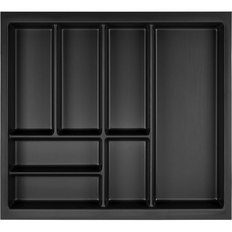 ORGA-BOX Junker Slim Besteckeinsatz 525 x 476 mm Lavagrau mit Perlstruktur für 60er Schränke Küchen Besteckaufbewahrung passgenau für SO SLIM Schubladensystem