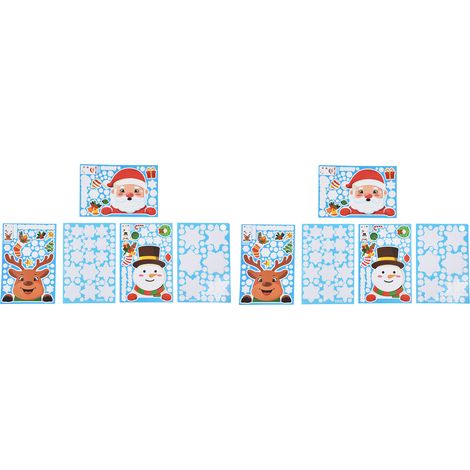 2Set Autocollants de Noël DIY Fenêtre Décorations Cerf Bonhomme de Neige pour Fête (1/5)