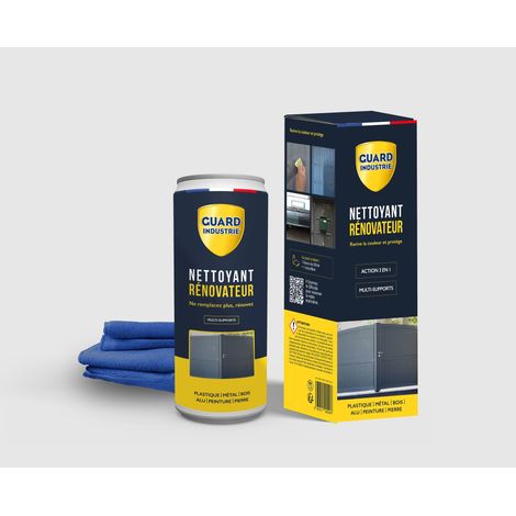 Guard Industrie – Nettoyant rénovateur antitache pour peinture PVC et métal – Protection 5 ans – Chiffon microfibre inclus – Couvre 2 portes et 10 fenêtres