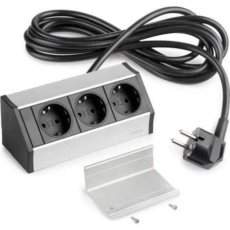 Emuca Multiconector V Dock plateado 3 tomas Schuko