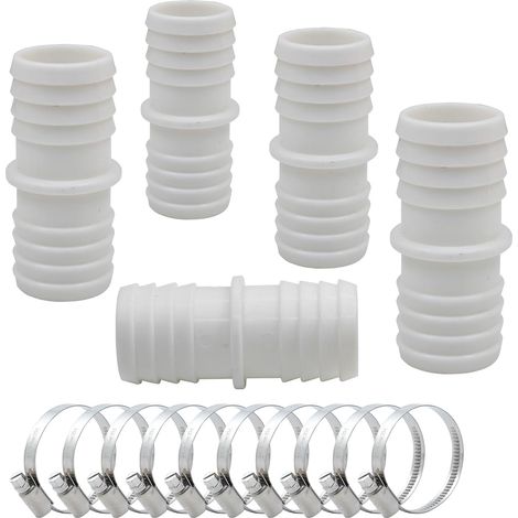 Schwimmbadschlauch-Armaturen-Set, 5-teilig (Durchmesser 32 mm bis 32 mm), mit 10 Befestigungsbändern, Universal-Armaturen für Filterpumpenschläuche.